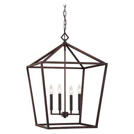 Rubbed Bronze Traditional 4 Light Pendant